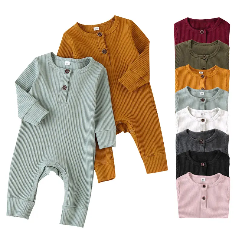 Tùy Chỉnh Thiết Kế Bông Quần Áo Trẻ Em Dài Tay Áo Bông Bé Romper Playsuit Quần Áo Với Nút