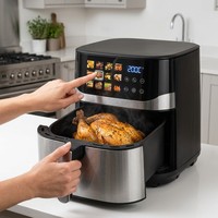 Four à friture sans huile 8-en-1 à écran tactile 9L, revêtement antiadhésif PTFE, moderne, pour la maison, la cuisine, le camping en plein air, cuisson saine