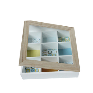 Wood+Plastic Storage Boxes Organizer 9 Chest Compartments Tea Bag Packing Organizer Storage Wooden Gift Tea Box