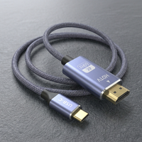 Kabel Adaptor USB-C ke HDMI 8K60Hz Berlapis Emas dengan Jaket PVC Kepang untuk Monitor Komputer Laptop Proyektor