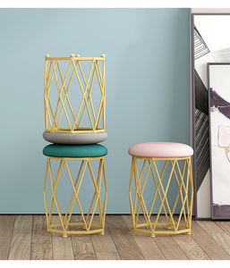 Tabouret de dressing rond nordique tabourets et poufs de luxe légers pour salon maison tabouret de bar <span class=keywords><strong>filet</strong></span> rouge clou nid d'oiseau forme chaise - Product Image 2