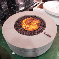 PANSEE True Fire BBQ - Mesa de Fogata Redonda para Exteriores de 1000 mm con Vidrio, Personalizable con Leña/Gas/Alcohol/Atomización