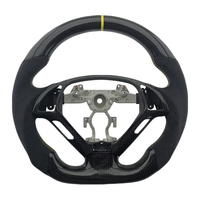 Volante Deportivo de Microfibra con Fibra de Carbono y Franja Amarilla para Infiniti G27 G37, Venta al Por Mayor