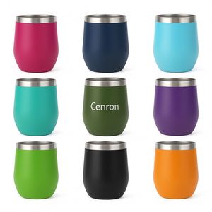 Gobelet à vin sans pied en acier inoxydable Cenron, 12 oz, à double paroi isolée sous vide, pour la rentrée scolaire, design minimaliste et écologique - Product Image 1