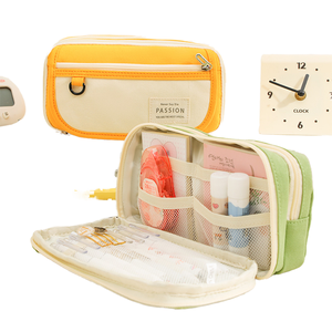 Pochette à crayons portable en toile souple avec fermeture à glissière, trousse de maquillage pour filles, grande capacité, écologique, élégante, tendance, pour l'extérieur - Product Image 1