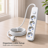 Multiprise industrielle à 4 prises avec cordon d'extension de 1,8 m, norme européenne, ignifuge, durable, IP44, multi-prises pour la maison