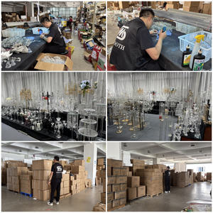 Accessoires de décoration de mariage très vendus, bougeoirs en cristal transparent dorés, ornements de bougeoirs, décorations d'événements - Product Image 5