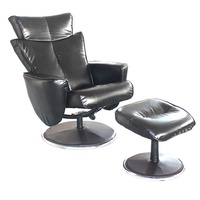 Vente en gros de fauteuil inclinable moderne blanc en PU avec pouf en cuir synthétique fauteuil de salon inclinable à cadre en métal
