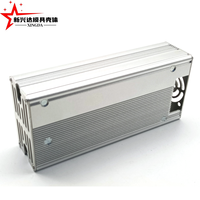 Caja de Aluminio Extruido Plateada con Aletas de Refrigeración y Ventilador, Carcasa para Fuente de Alimentación, Controlador, PCB, Caja Protectora
