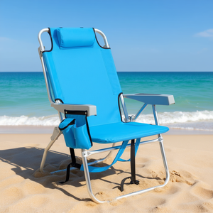 Silla de Playa Alta 63x70x99cm, Marco de Aluminio, Tela Oxford Azul, Silla Plegable Reclinable para Exteriores - Product Image 2