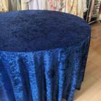 S011-132" 120" Nappe Ronde en Velours Écrasé Uni Violet, Bleu Royal, Blanc, Bleu, Noir pour Mariage