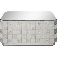 Table basse cocktail miroir à prisme rond unique de Montréal en argent