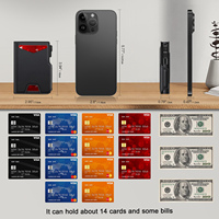 Dompet Kartu Kredit Minimalis Lipat dari Aluminium Logam, Tipis, Anti-RFID, Multifungsi untuk Pria