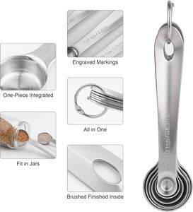 New 18/8 Stainless Steel Set of 6 Piece <b>Measuring</b> <b>Spoons</b> for Dry & Liquid - Product Image 3