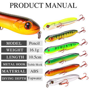 Leurre de pêche artificiel rigide <span class=keywords><strong>GAMA</strong></span> Fishing Walk the Dog 10cm 16g en plastique, type Big Popper Spook Float Fishing Pencil, avec hameçons - Product Image 4