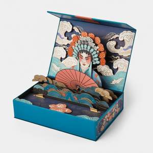 Boîte en carton rigide recyclable pour l'affichage de l'opéra de Pékin, boîte cadeau élégante personnalisée avec fermeture magnétique et logo - Product Image 1