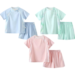 Ensemble de sport d'été pour enfants, unisexe, deux pièces, en maille, à séchage rapide, protection solaire, haut à manches courtes et short - Product Image 2