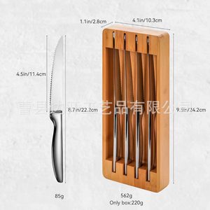 Juego de cuchillos de 4 piezas con hoja pulida y borde serrado para uso en la cocina - Product Image 4