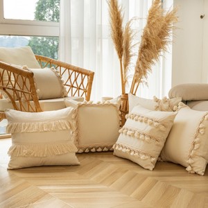 Almohada Decorativa de Lujo Ligero con <span class=keywords><strong>Borlas</strong></span> y Patrón Geométrico, Cojín Moderno de Tela <span class=keywords><strong>para</strong></span> Sofá y Sala de Estar, Venta al por Mayor Personalizada - Product Image 4
