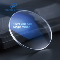 Verres de lunettes unifocaux Pioneer Optical 1.56 1.60 1.67 1.74 HMC anti-lumière bleue, verres de lunettes en résine anti-lumière bleue UV420