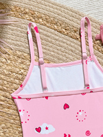 Maillot de bain une pièce pour petites filles, imprimé licorne, ourlet à volants, maillot de bain pour enfants