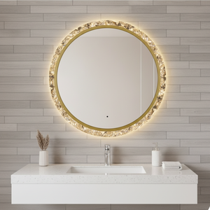 Espejo de Maquillaje de Baño de Vidrio Irregular Dorado Estilo Moderno Vintage, Marco de Aleación de Aluminio, Decoración Personalizada para Sala de Estar, <span class=keywords><strong>Ecoliving</strong></span> - Product Image 3