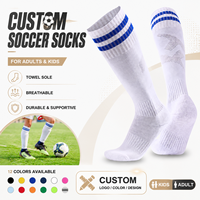 Chaussettes de football longues personnalisées pour jeunes avec coussinets en tissu éponge et design respirant pour enfants et adultes, chaussettes d'entraînement de football montantes jusqu'au genou