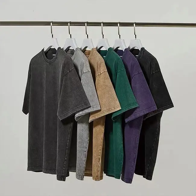 Dongguan City Streetwear Benutzer definierte Vintage T-Shirt Übergroße leere T-Shirt Männer 100% Pima Baumwolle O-Ausschnitt Grafik druck Acid Wash T-Shirt
