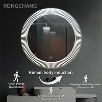 Interrupteur tactile intelligent sans cadre, éclairage frontal rond, 3 couleurs, intensité réglable, lampe LED, applique murale, miroir de salle de bain, nouveau modèle,