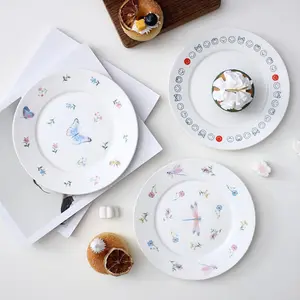 SOLHUI Korea INS Smiley Gesicht Farb gitter Keramik platte Libelle Schmetterling Dessert teller Obsts alat Teller