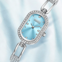 Montre à quartz pour femme Mark Fairwhale, cadran ovale avec zircon, bracelet en métal, étanche 30m, mini montre-bracelet 18mm FW-3007