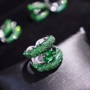 Women Jewelry 925 Sterling Silver Cubic Zirconia Unique Design Emerald Ring New Luxury Diamond Rings