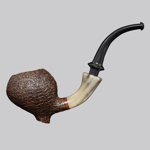 Muxiang Handmade Briarwood Pipe Dark Sandblasted Horn Cumberland Free Type Tobacco Pipe For Men - Product Image 2