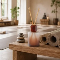 Bouteille diffuseur à roseaux en verre dépoli dégradé coucher de soleil 300 ml, récipient rond d'aromathérapie, parfum d'ambiance pour la maison