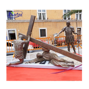 Grande sculpture en bronze de la croix de Jésus, 14 stations du chemin de croix, Jésus crucifié, statues de Jésus en bronze - Product Image 3