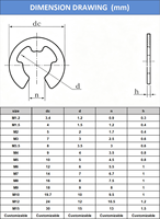 Silver Gray Stainless Steel E-Clip E-Type Retaining Ring with Three Prong Grip Radial Shaft Groove Installation Hardware