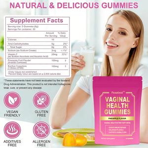 रोसबेस्ट थोक प्राकृतिक अनानास स्वाद महिलाओं योनि वनस्पति स्वास्थ्य और गंध नियंत्रण के लिए प्रोबायोटिक्स गुम्मीज़ पूरक - Product Image 6