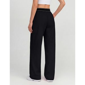 FOXA Womens Spandex/Polyester Simple <b>Track</b> <b>Pants</b> Loose <b>Straight</b> <b>Leg</b> Elastic Waist Lightweight Trousers Summer Workout Wear - Product Image 3