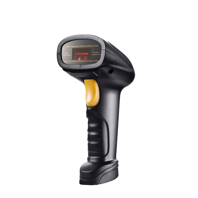 YK-910 1D USB Laser Barcode Scanner with COM Interface Black 1-Year Warranty High-Speed Scanning in Stock