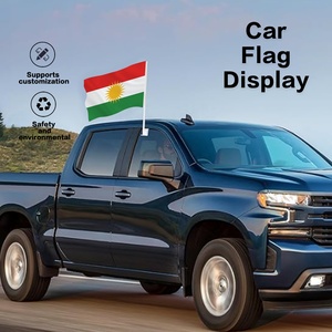 Drapeau de fenêtre de voiture pour le défilé du festival Newroz au Kurdistan, 12x18 pouces, personnalisé, soleil doré à 21 rayons, bannière automobile avec poteau à clip en plastique - Product Image 4