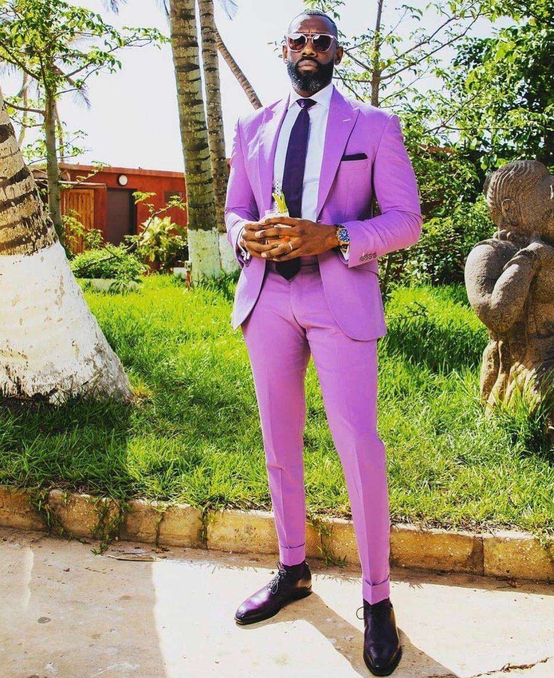Africain violet hommes costumes pièces de Mariage bal smoking