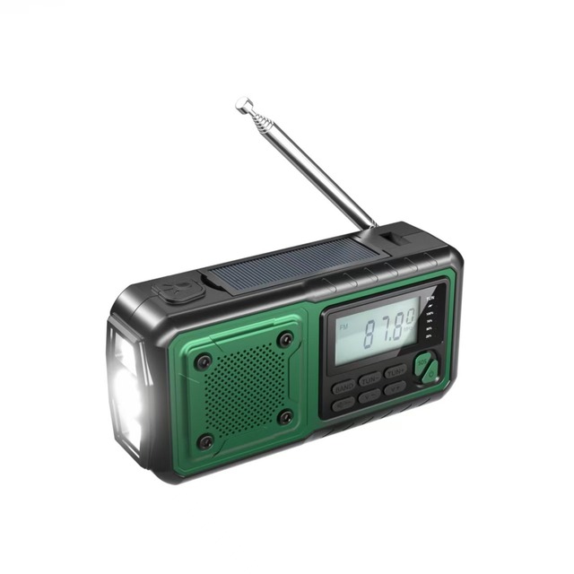 Powerful Solar Portable Hand Crank Radio with SOS & Emergency Lighting Plastic Flashlight Design
