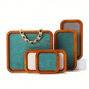 Wooden <b>Jewelry</b> Display <b>Tray</b> Ring Earring Necklace Beige Custom Logo - Product Image 2