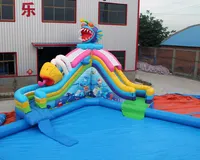 Parc aquatique gonflable pour enfants, parc aquatique, combo toboggan pianha avec piscine gonflable, nouveauté 2018