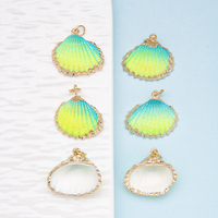 Pendentif Coquillage Naturel Plaqué Or, Coquille d'Abalone, Coquille Saint-Jacques Colorée, pour Bijoux DIY, Bracelet, Carillon Éolien pour Femmes et Hommes