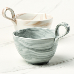 Tasse en céramique de luxe personnalisée de 300ml <span class=keywords><strong>peinture</strong></span> de paysage chinois motif marbre noir tasses à café et thé - Product Image 2