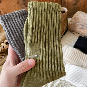 Calcetines de Hombre, Tejido de Punto, Algodón Transpirable, Uso Diario, Estilo Otoñal, Largo al Tobillo, Blanco, Negro, Verde Oliva, Gris, Beige - Product Image 4