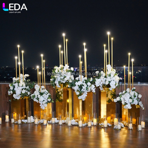 LEDA Luxury High Quality Wedding Event Centerpieces Gold <b>Acrylic</b> Flower Stand <b>Mirror</b> Flower Display Pedestal Stand - Product Image 2