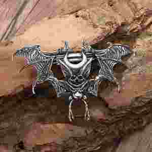 Pince à cheveux rétro gothique Lune et chauve-souris, style viking norvégien, accessoire de coiffure - Product Image 1