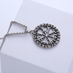 Collar Vikingo con Colgante de Brújula Rúnica <span class=keywords><strong>Algiz</strong></span> de Acero Inoxidable Vintage - Product Image 5